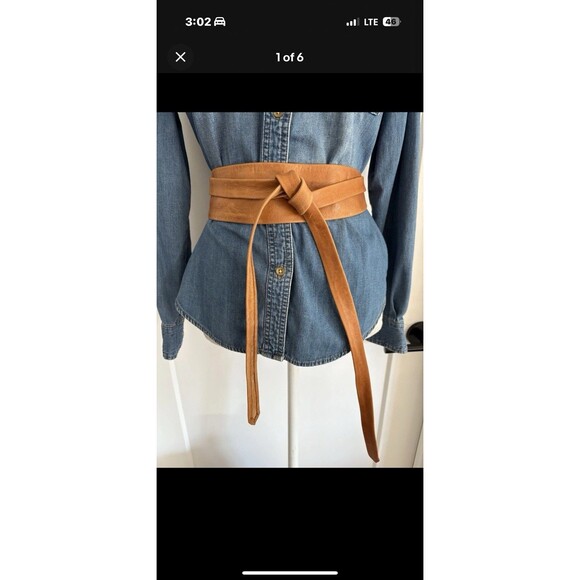 Anthropologie ADA Collection Tan Brown Leather Wrap Belt One Size - Picture 1 of 6